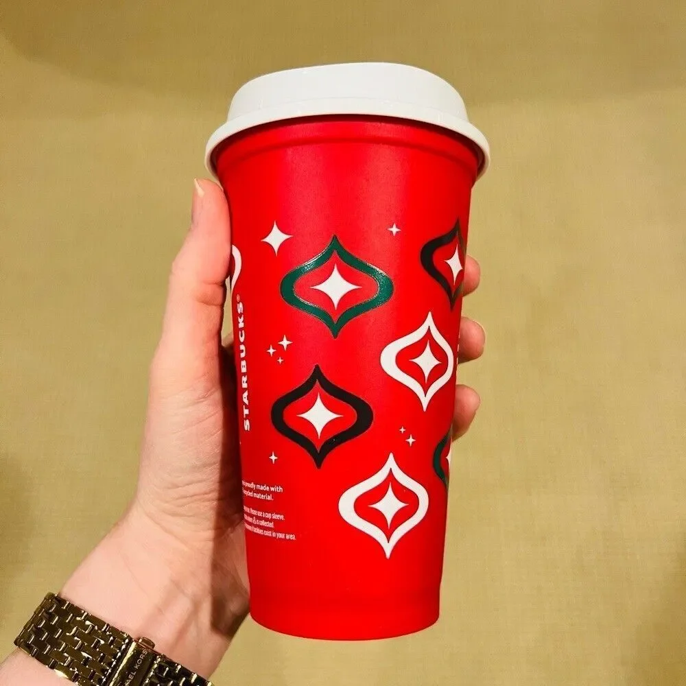 Starbucks Holiday 2023 Reusable Coffee Cups & Lids (Set of 2)
